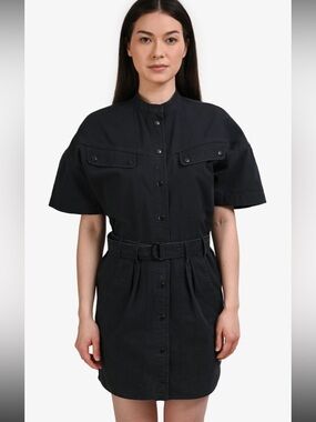Isabel Marant Etoile Zolina Black Cotton Cargo Dress